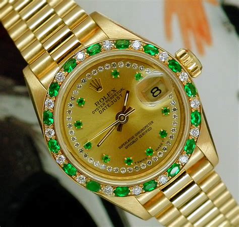 18kt white gold diamond and emerald rolex ladies rolex 1920's|Rolex diamond 1920s.